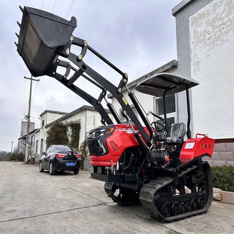 Mini tractor del huerto, tractor del viñedo con arado rotativo.